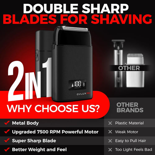 Metal Shell Three Blades Foil Shaver - Black Pro