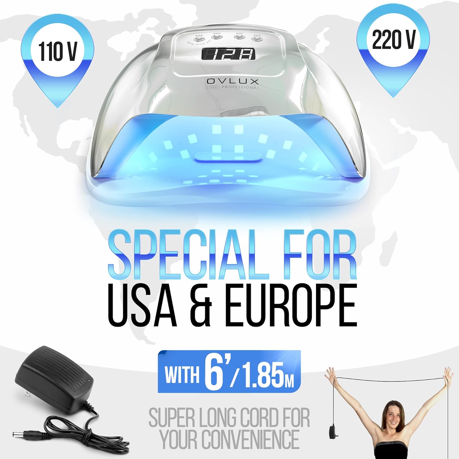 UV LED Nail Lamp - 128W - Silver