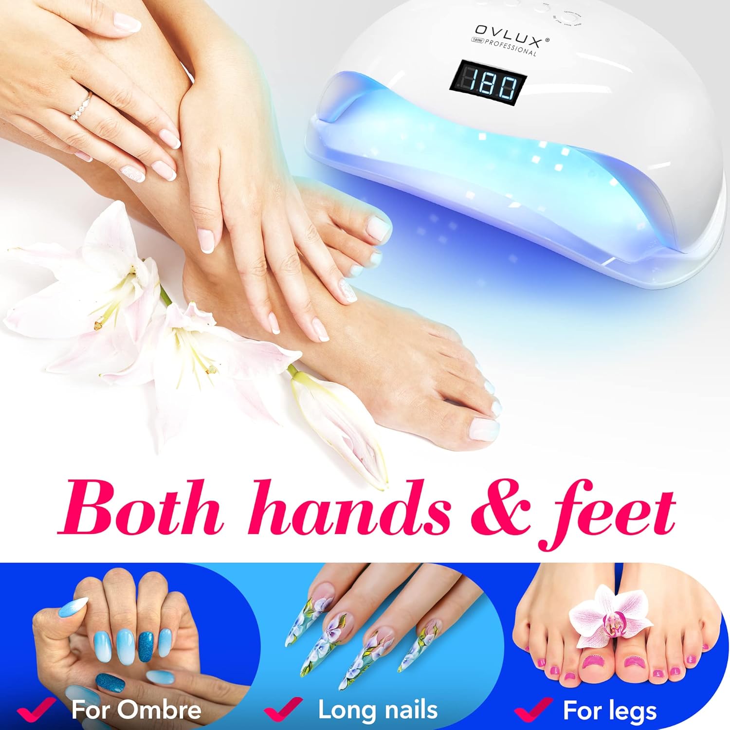 UV LED Nail Lamp with Buffers - 128W - White