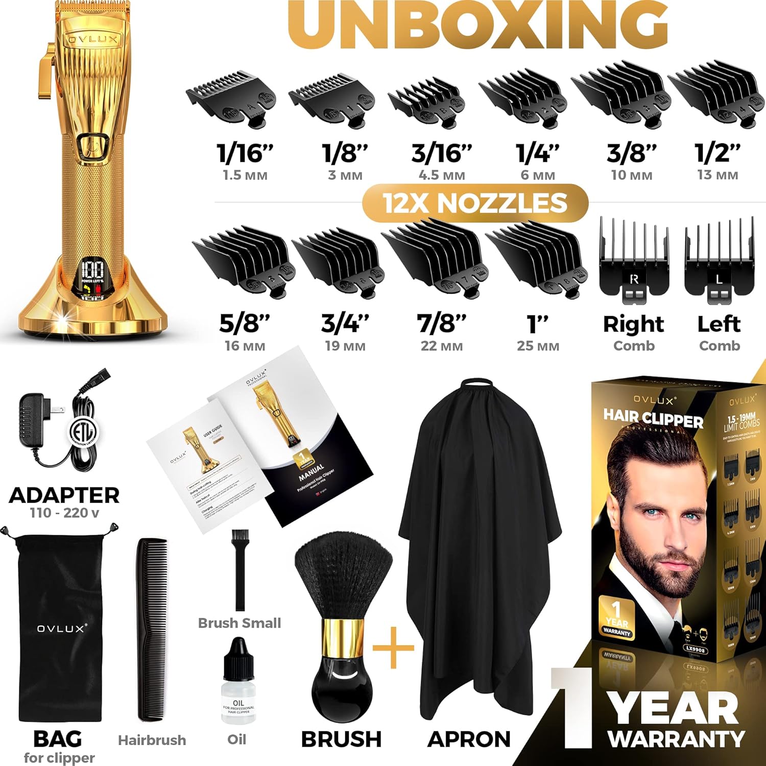 Pro Cordless Hair Clipper - GOLD