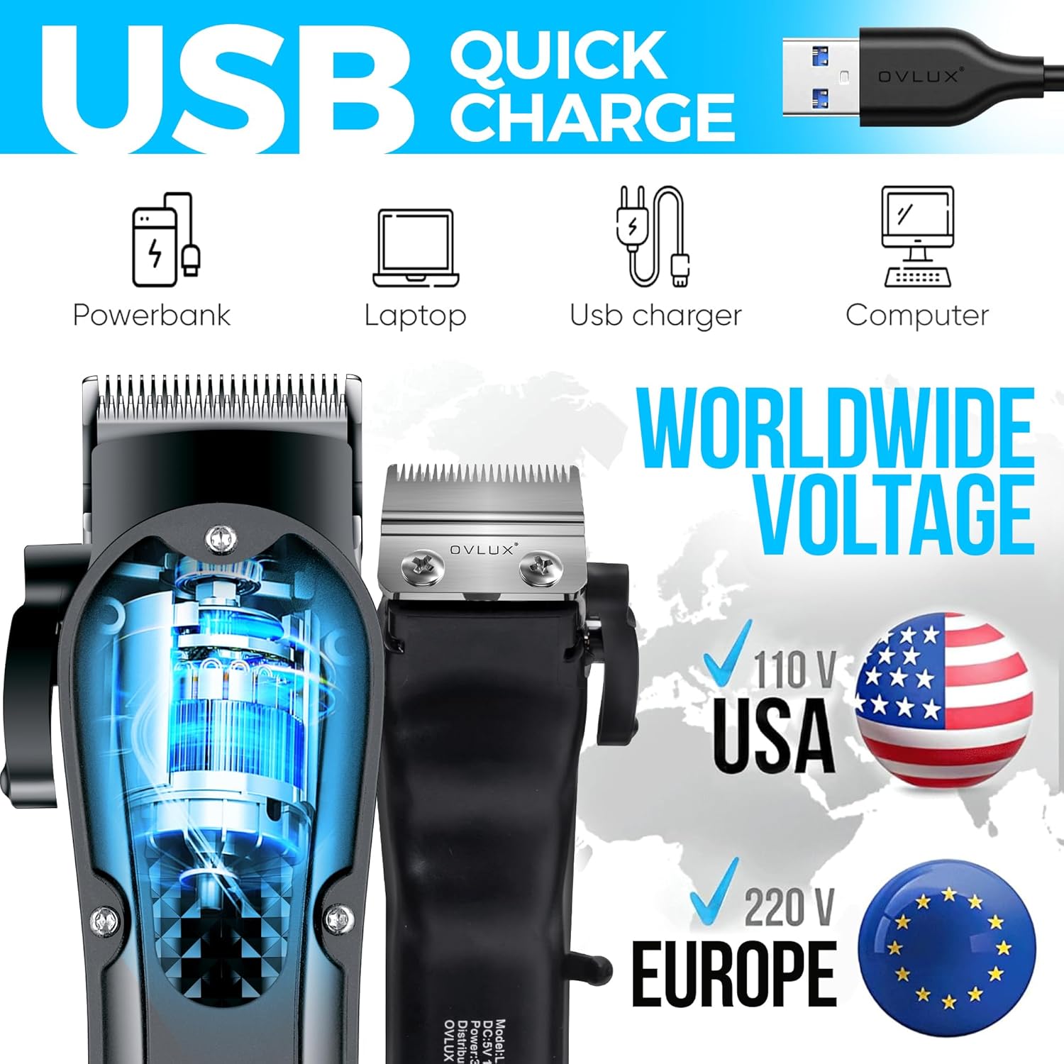 Cordless Hair Clipper Set - Black