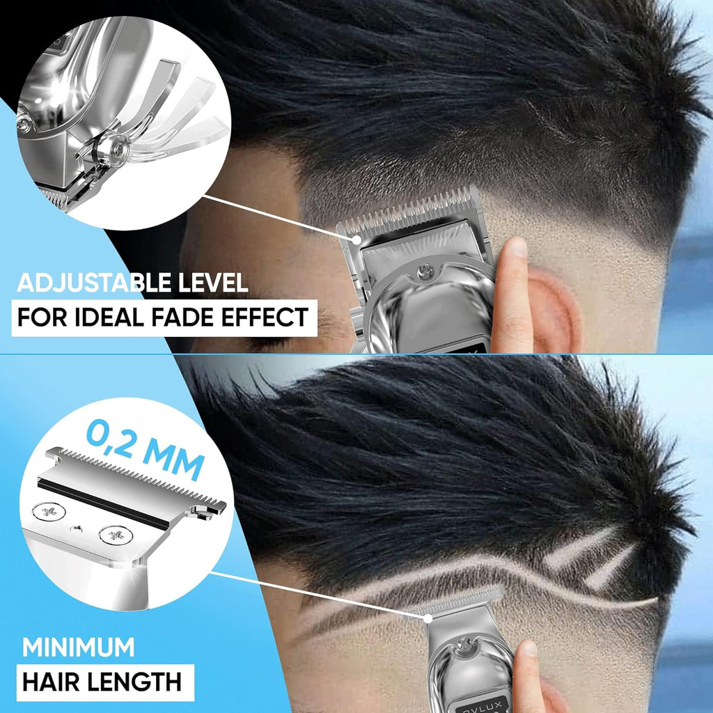 Professional Cordless Hair Clipper & Trimmer set - Metal - Silver