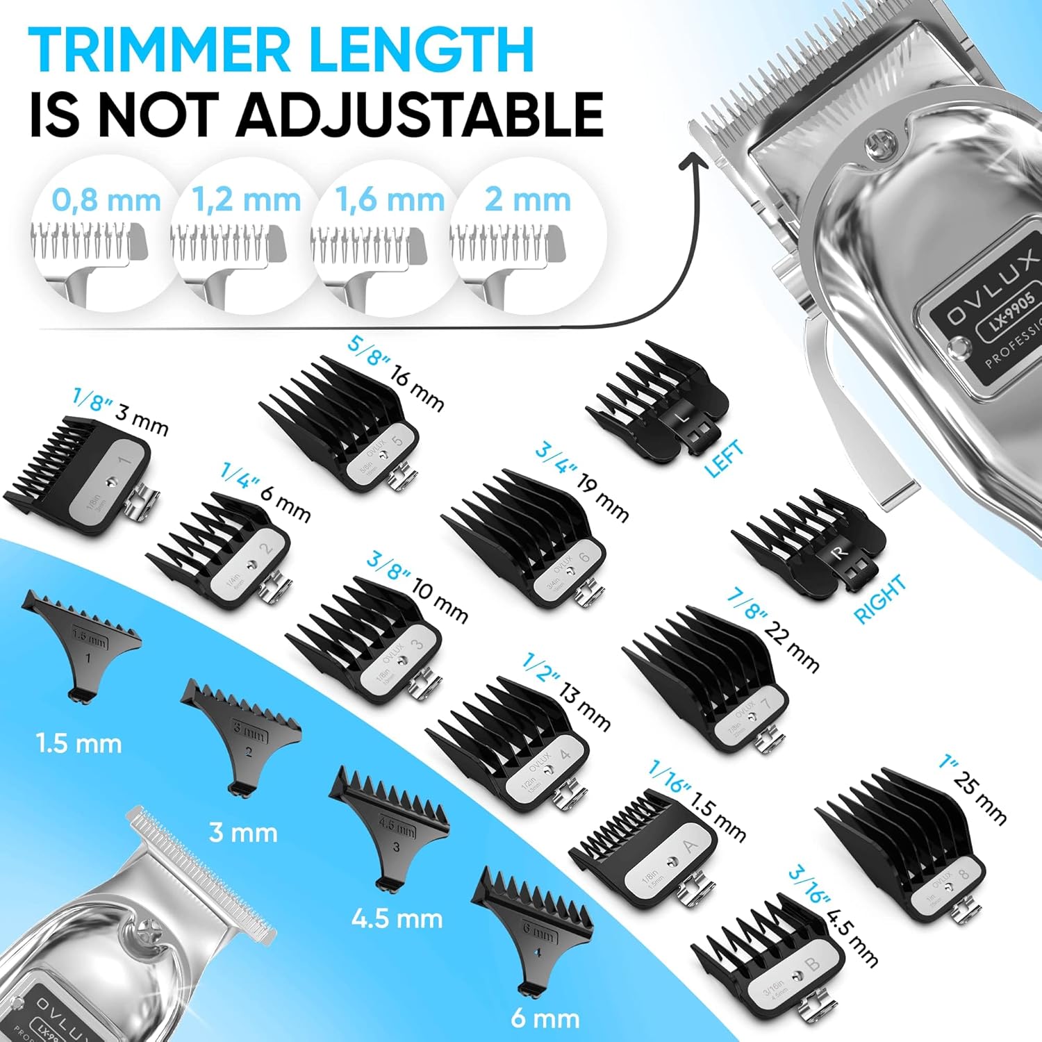 Professional Cordless Hair Clipper & Trimmer set - Metal - Silver