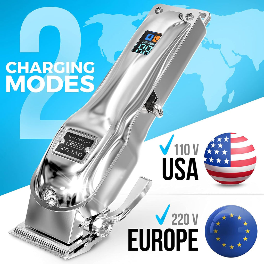Professional Cordless Hair Clipper - Metal - Silver