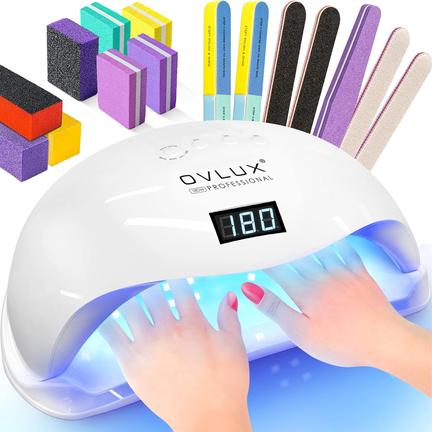 UV LED Nail Lamp with Buffers - 128W - White