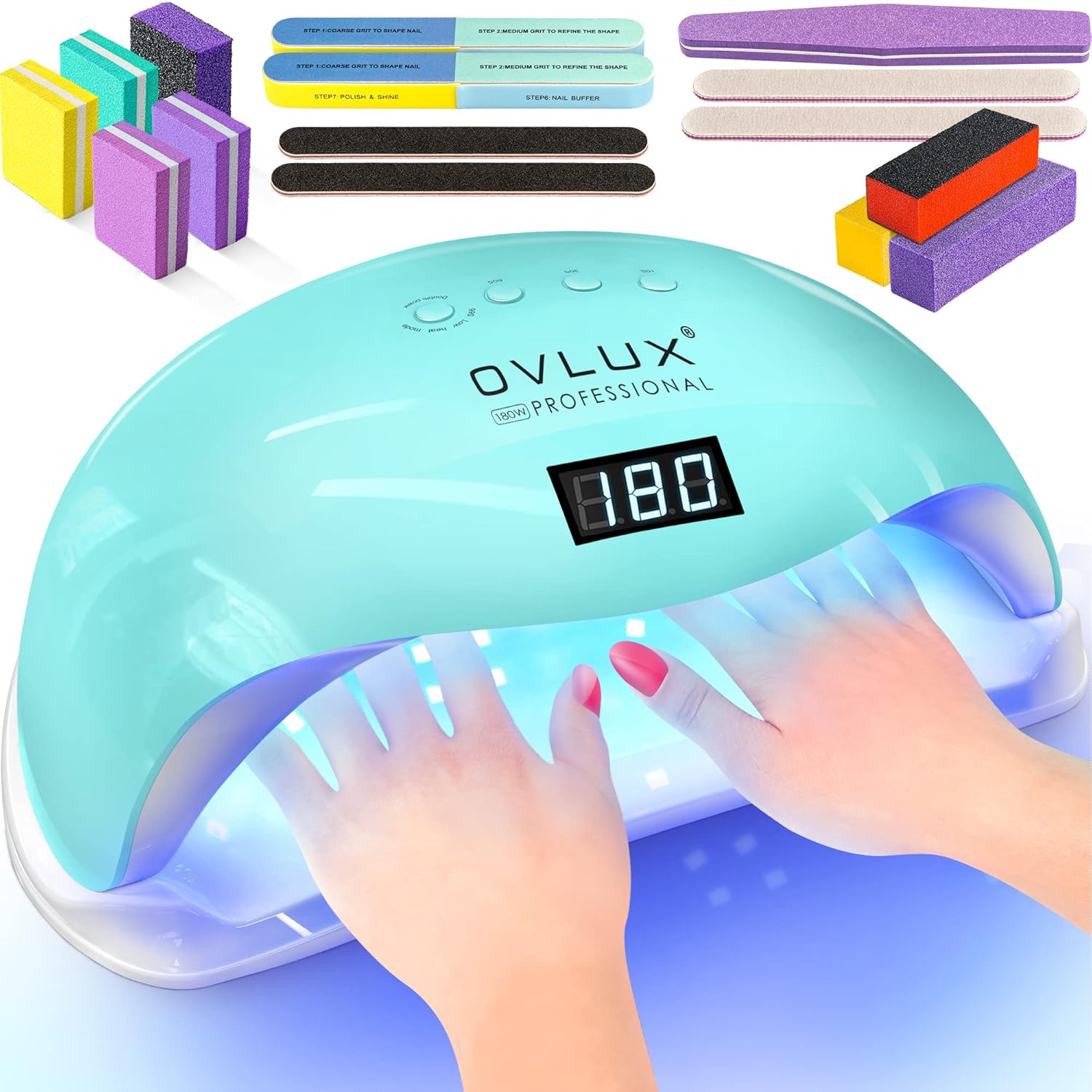 UV LED Nail Lamp with Buffers - 128W - Tiffany