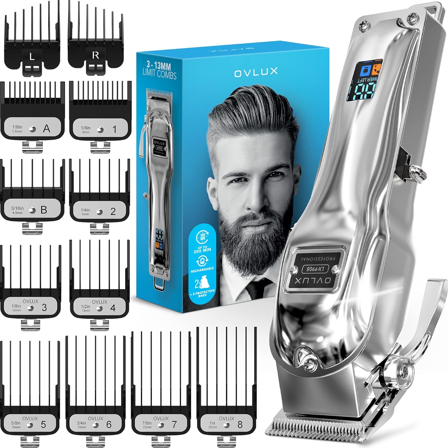 Professional Cordless Hair Clipper - Metal - Silver